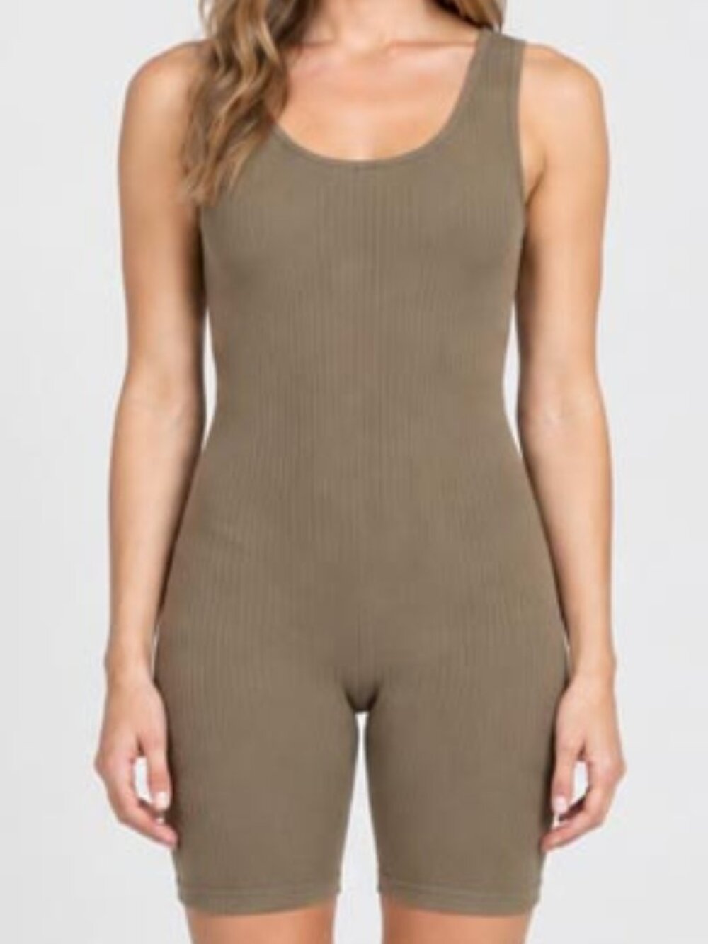 Women’s Sage Ribbed Bodycon Romper | LetLetics | Size S/M